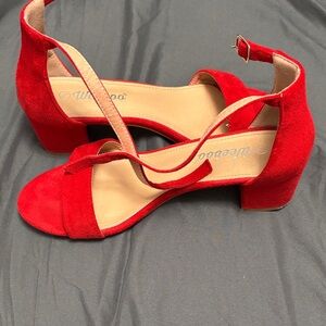 Red Suede Women's Sandals